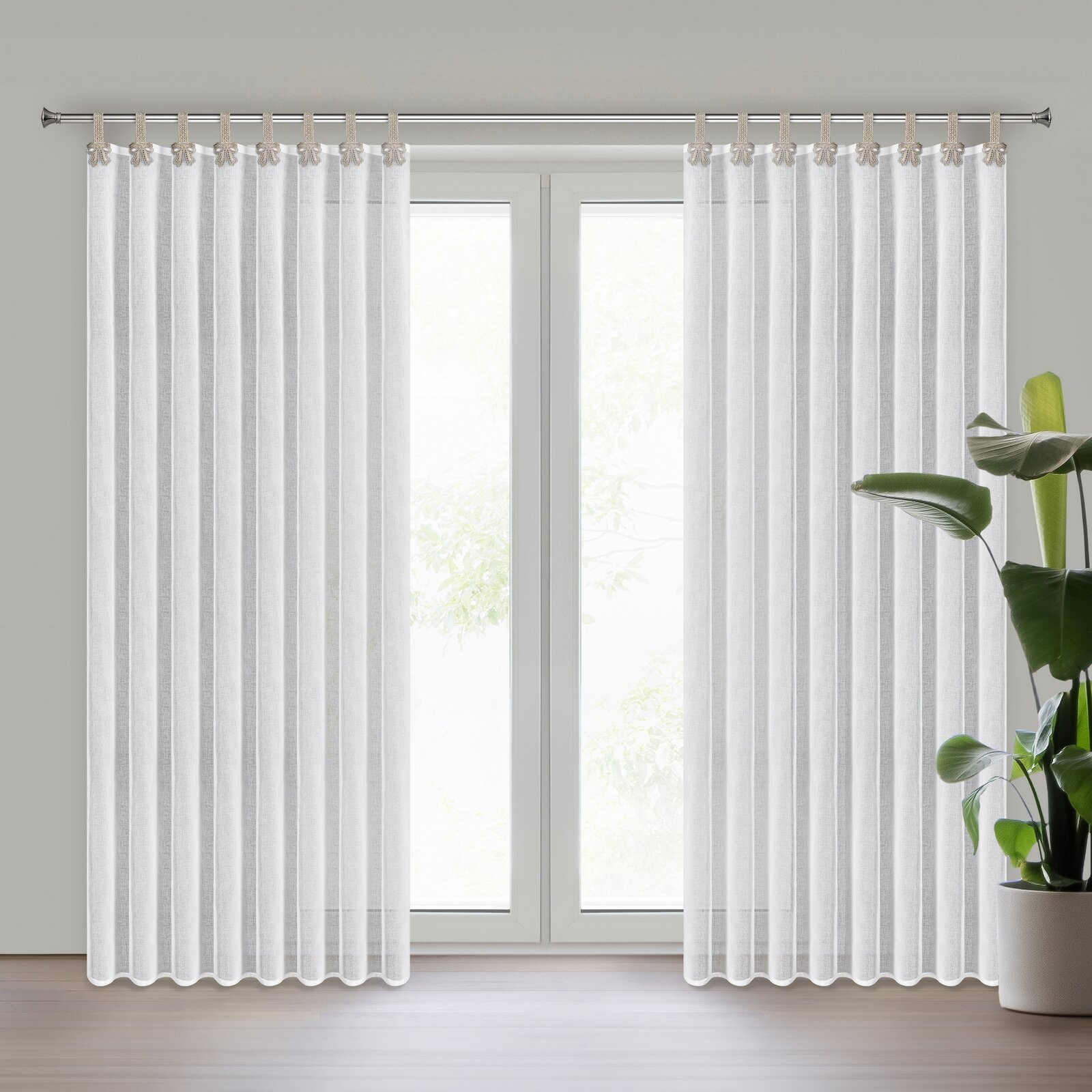 Hotová záclona MELISA bílá / béžová - na průchodkách