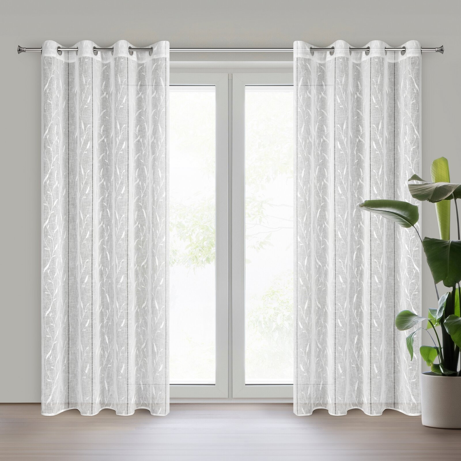 Hotová záclona MELODY B bílá - na průchodkách