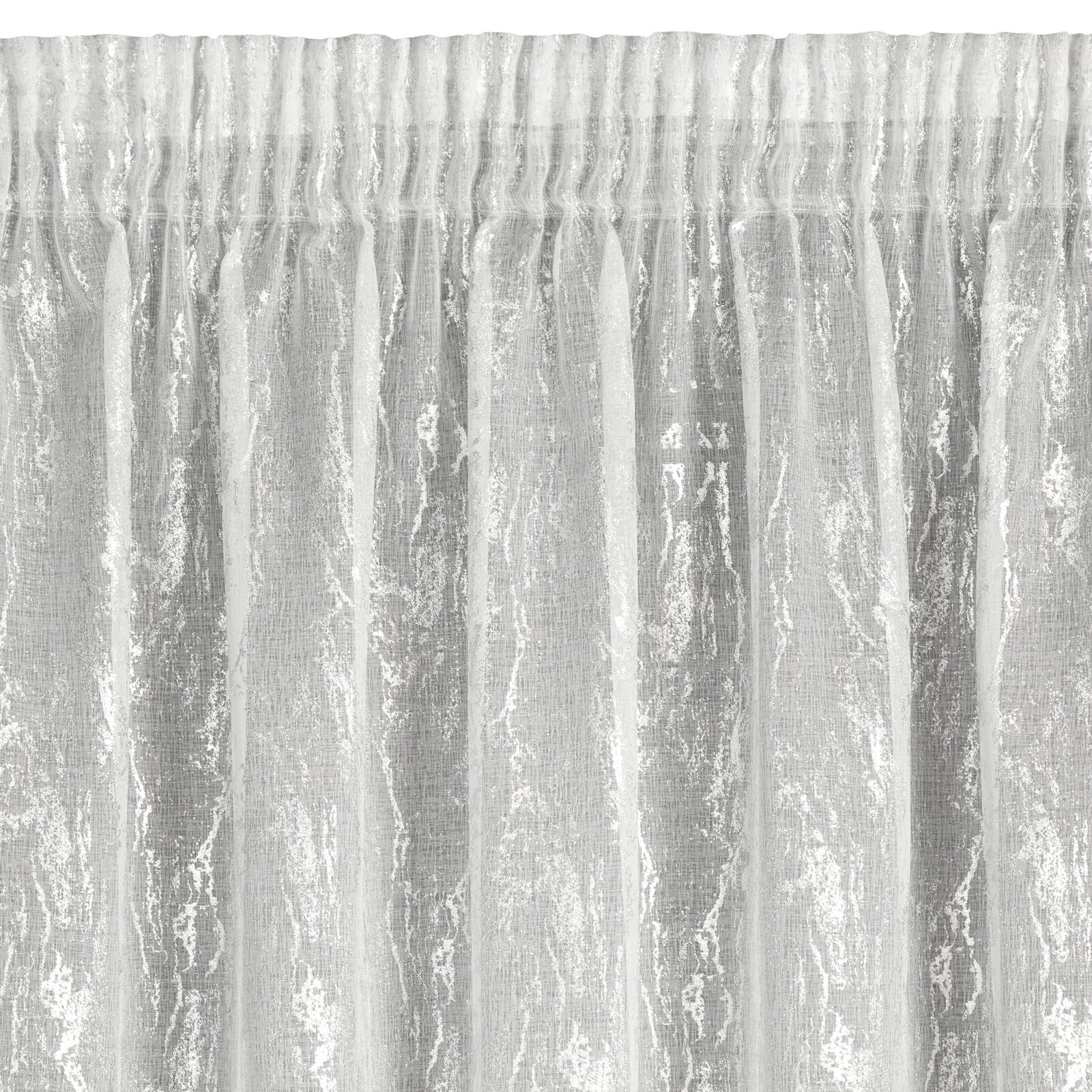 Hotová záclona MIA bílá / stříbrná - na pásce