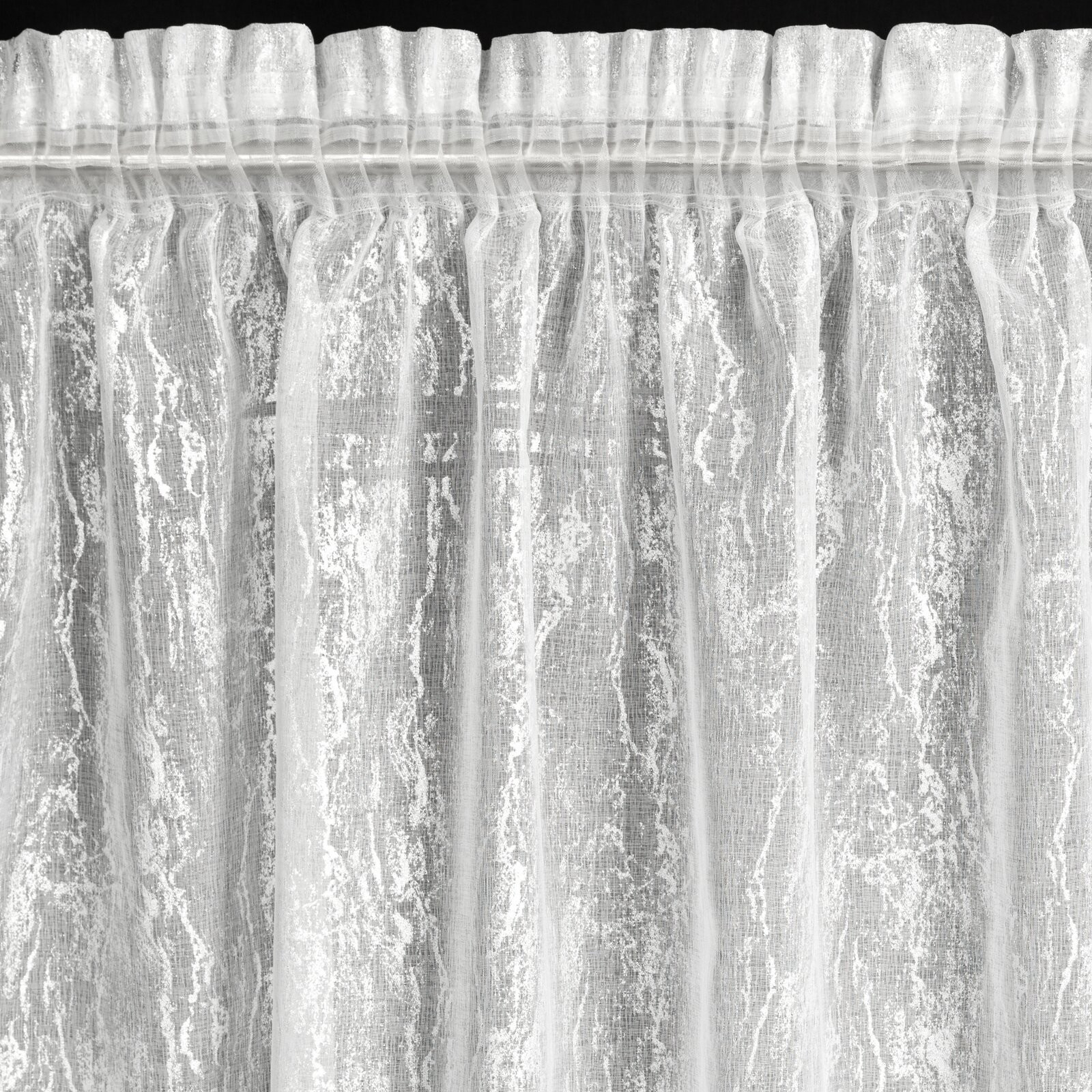 Hotová záclona MIA bílá / stříbrná - na pásce