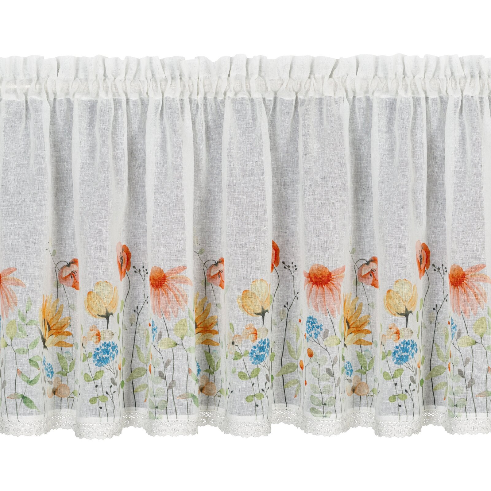 Hotová záclona NATI bílá / červená - s tunelem