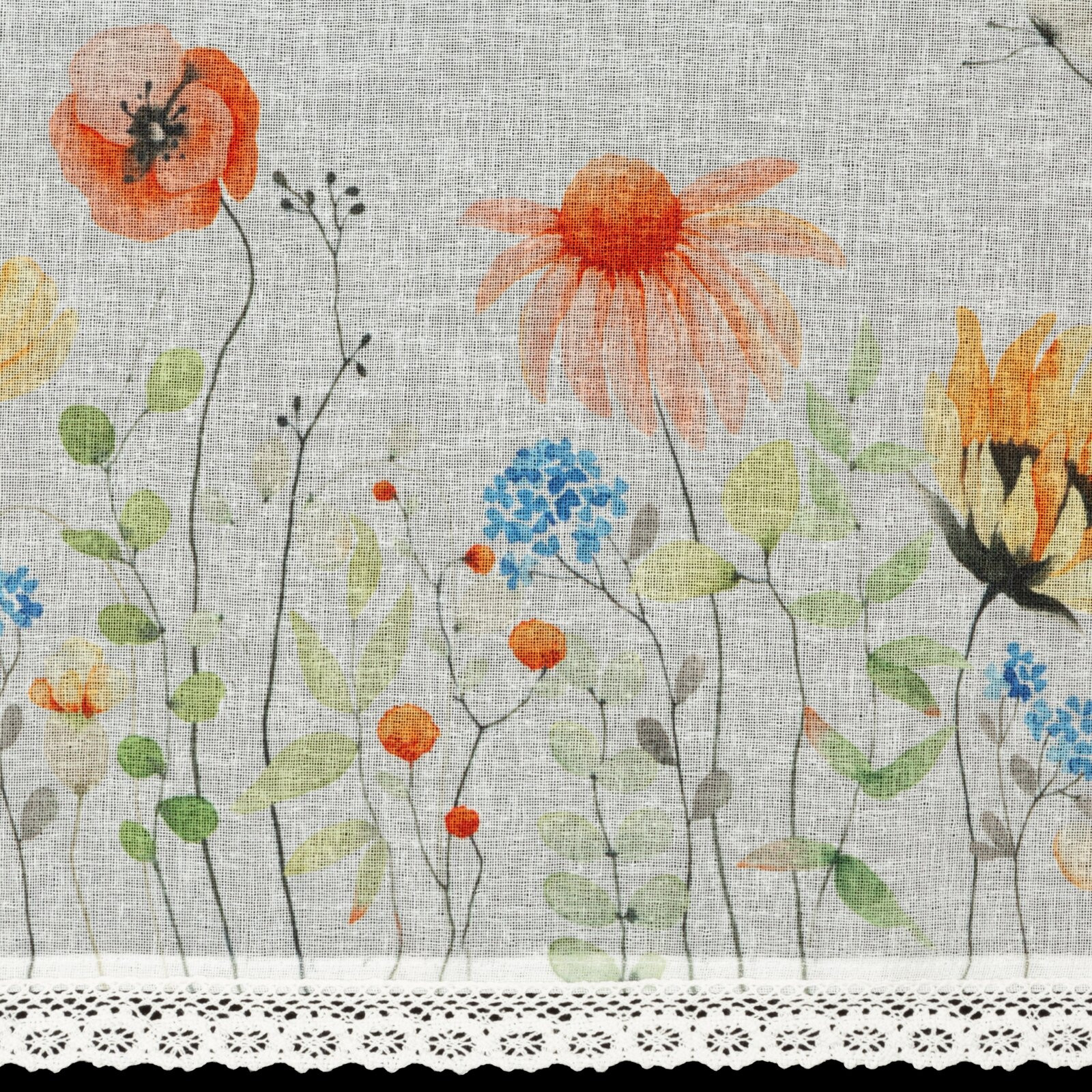 Hotová záclona NATI bílá / červená - s tunelem