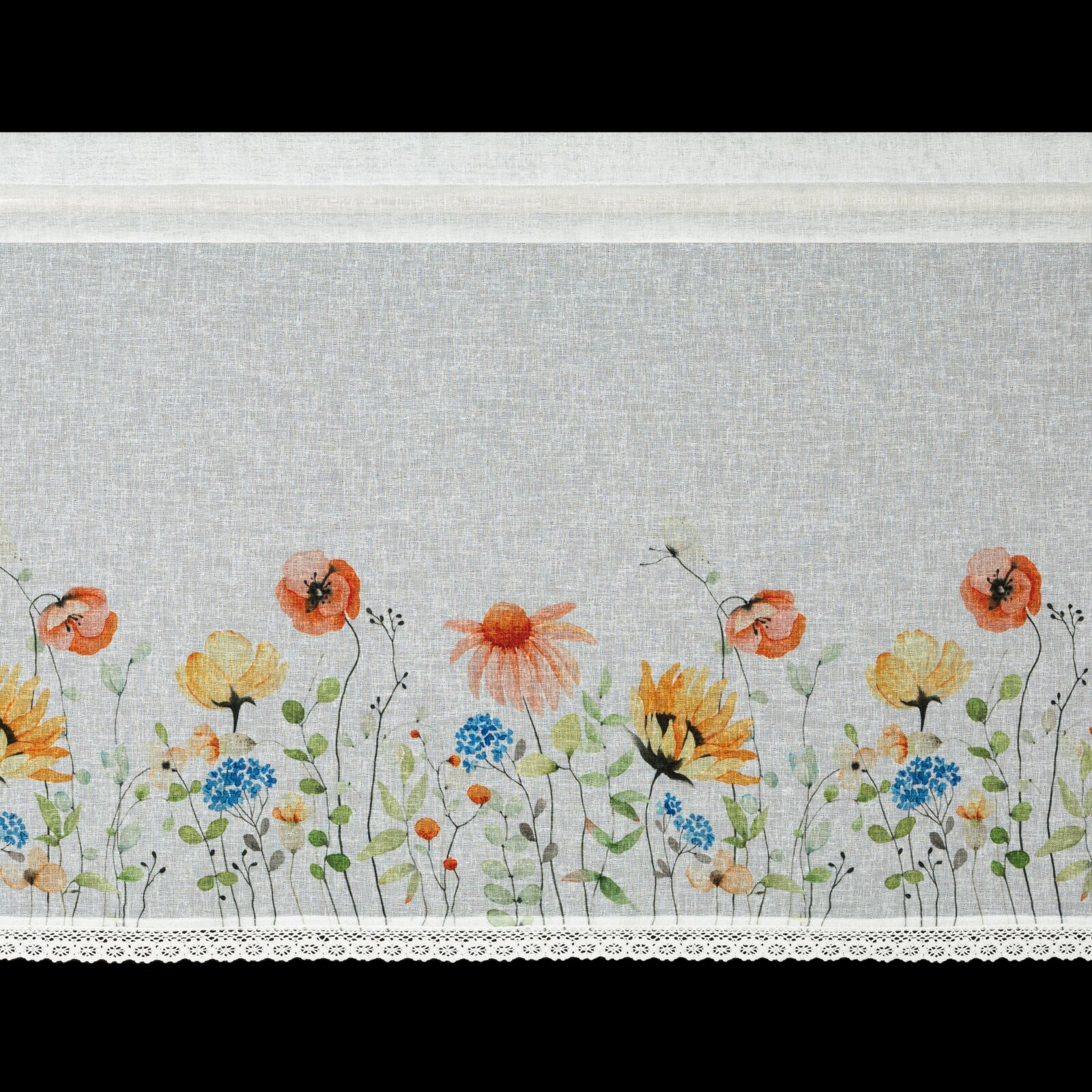 Hotová záclona NATI bílá / červená - s tunelem