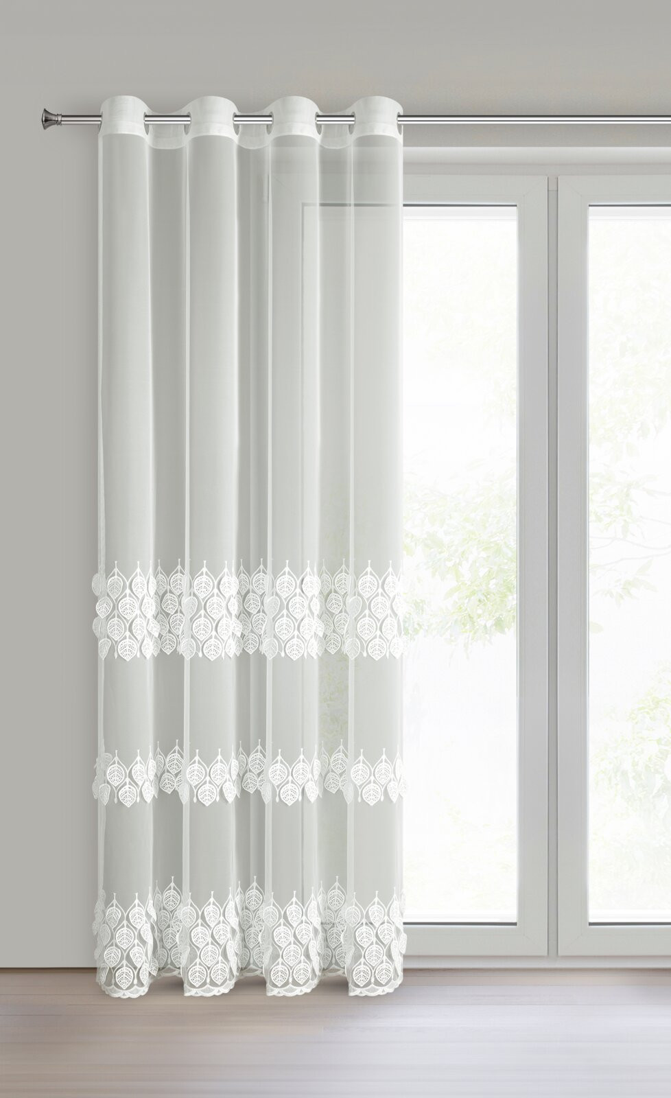 Hotová záclona NIRA krémová - na průchodkách