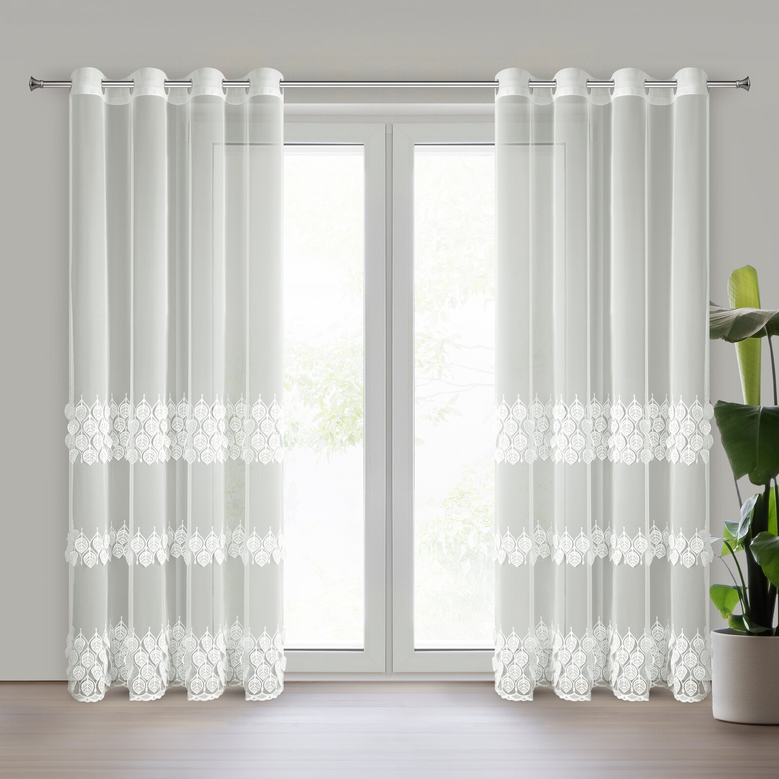 Hotová záclona NIRA krémová - na průchodkách