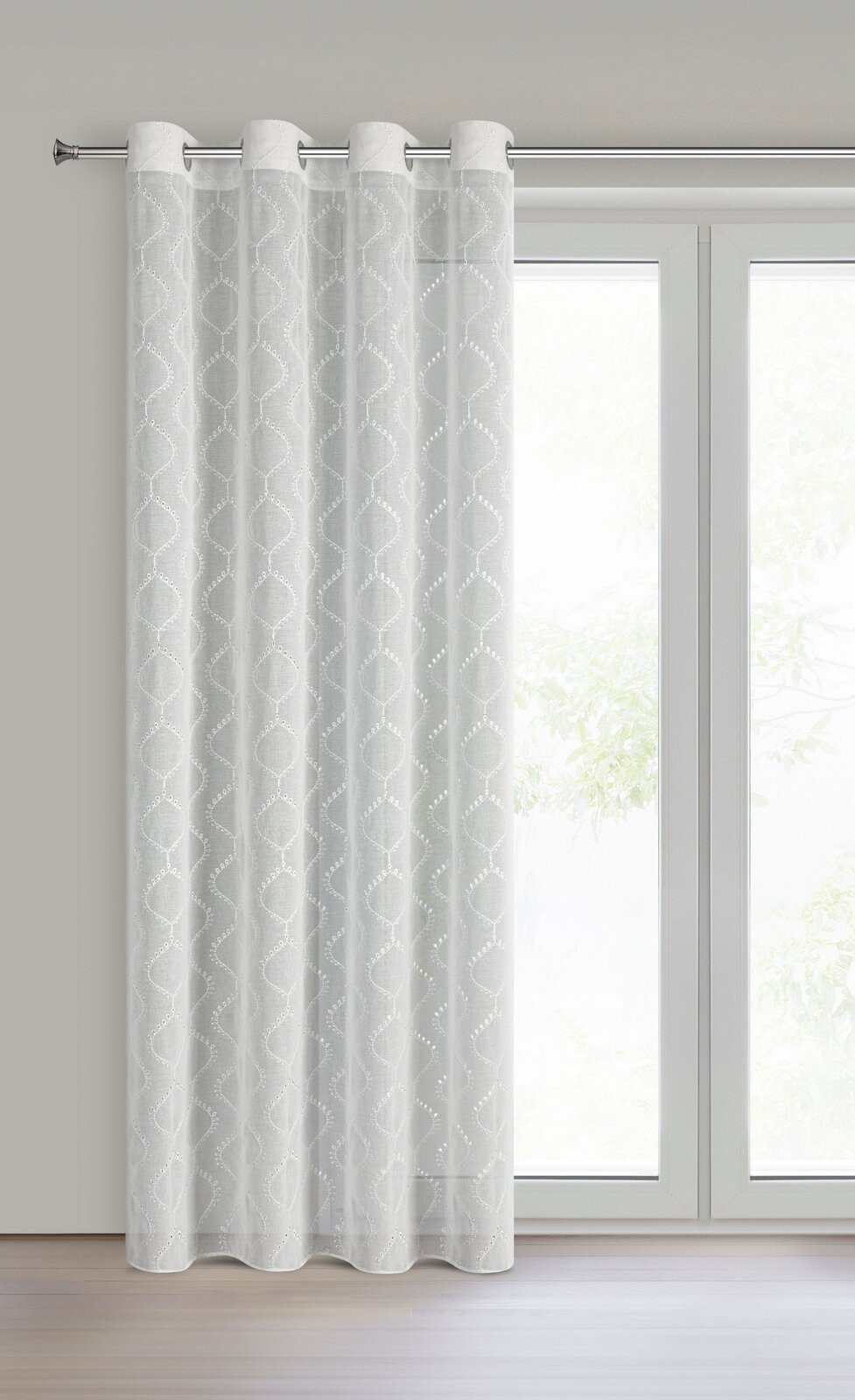 Hotová záclona RAYA bílá - na průchodkách