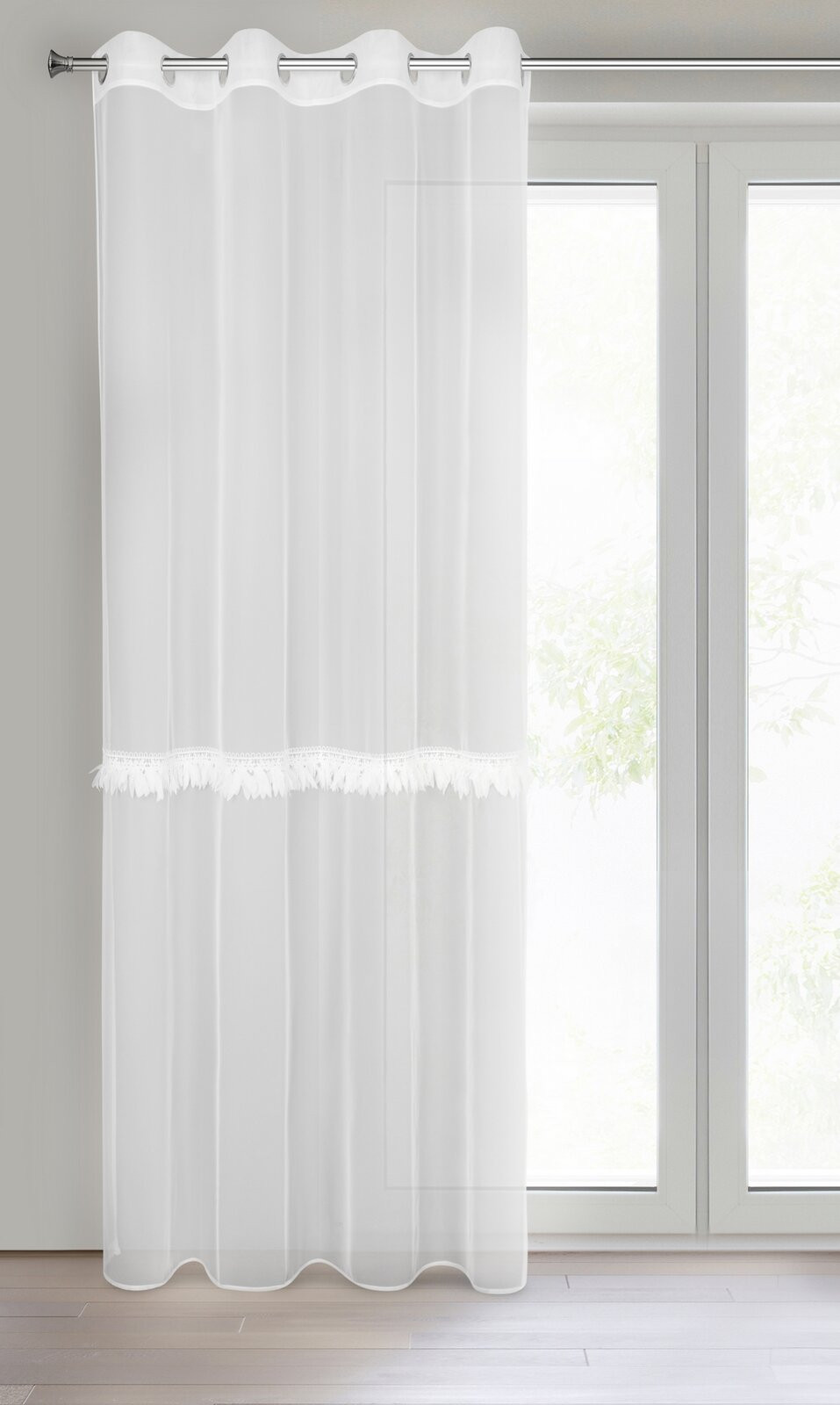 Hotový závěs SYLVI bílý - na průchodkách