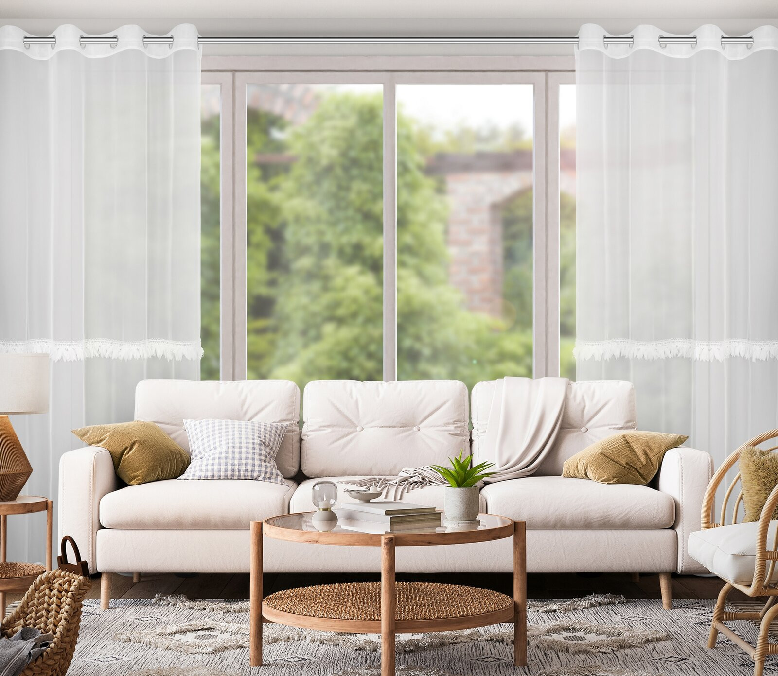 Hotový závěs SYLVI bílý - na průchodkách