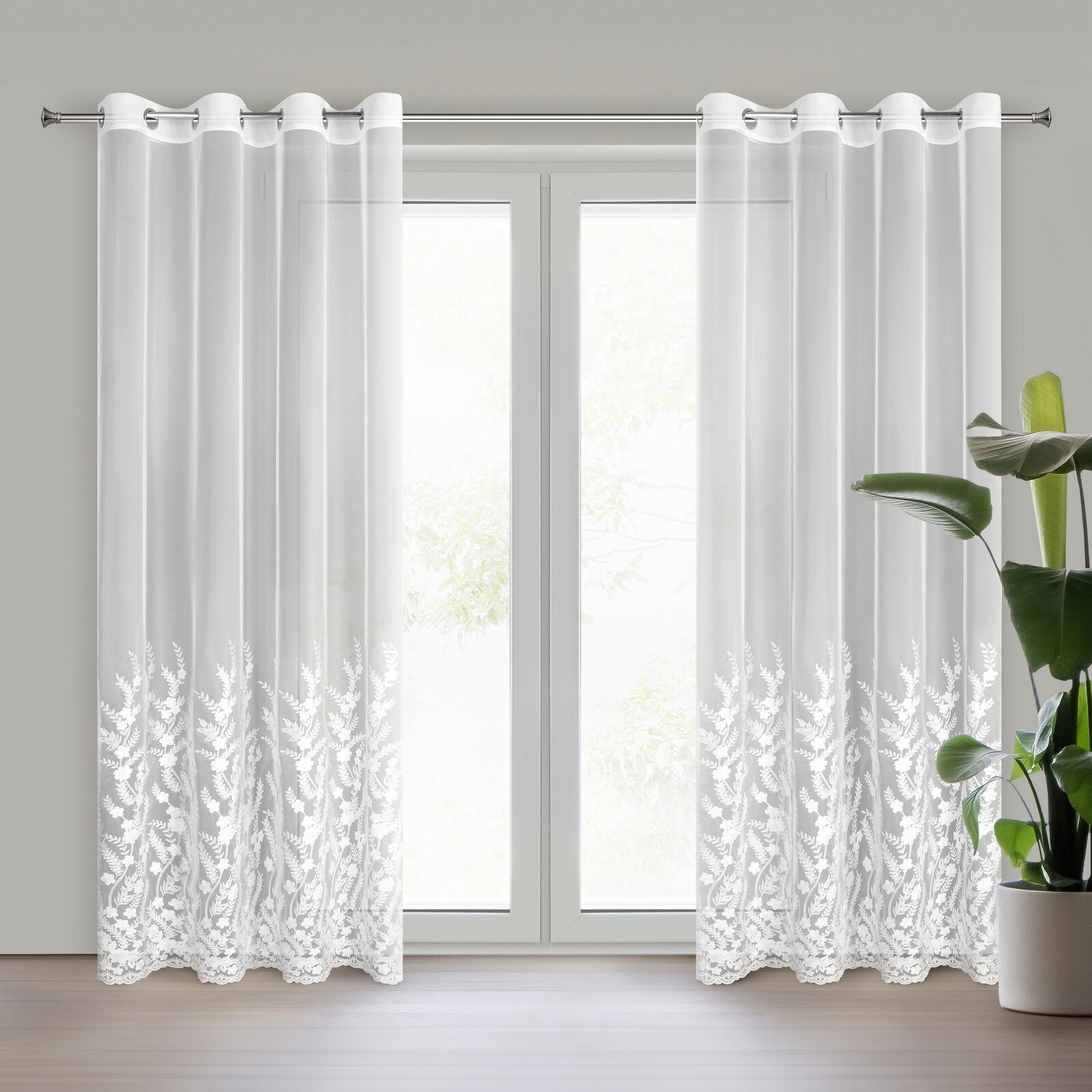 Hotová záclona TALINA bílá - na průchodkách