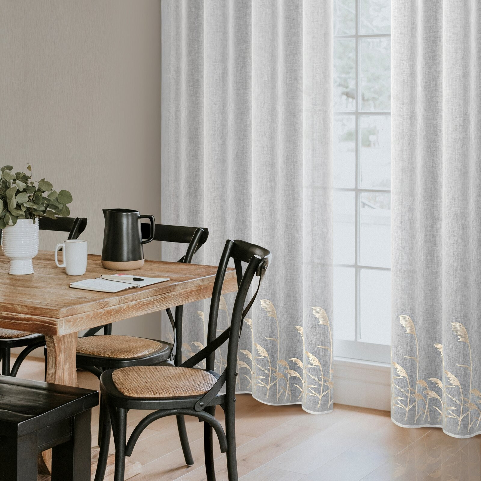 Hotová záclona TASHA bílá / béžová - na průchodkách