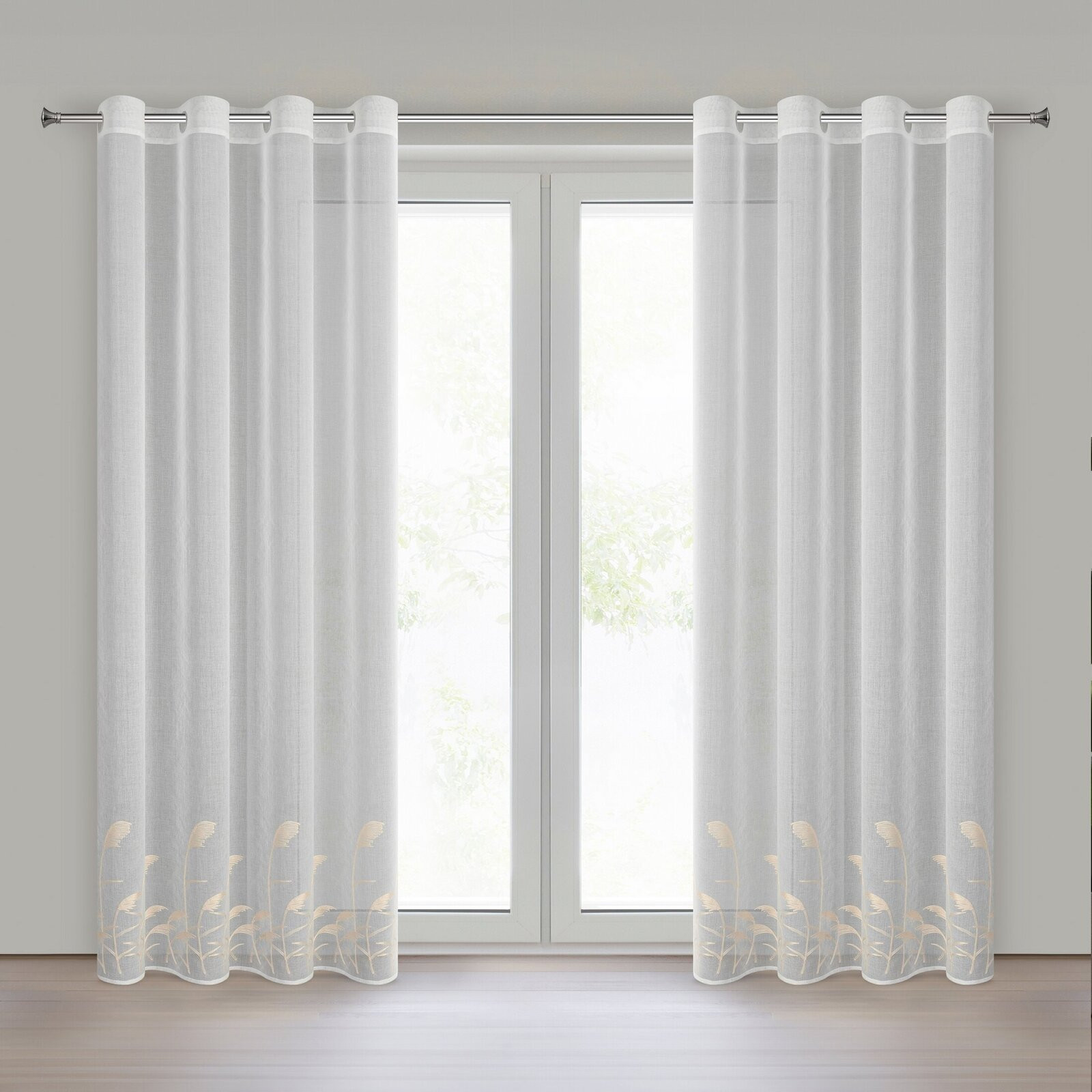 Hotová záclona TASHA bílá / béžová - na průchodkách