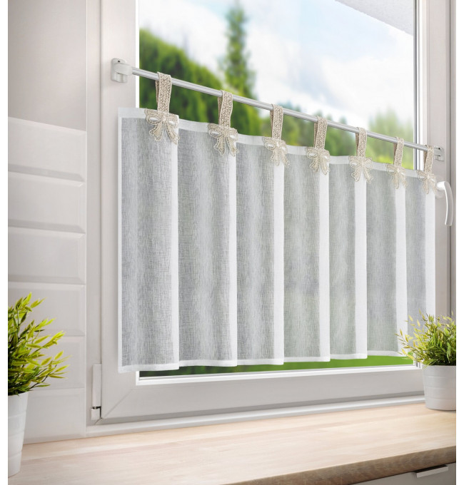 Hotová záclona MELISA bílá / béžová - na průchodkách