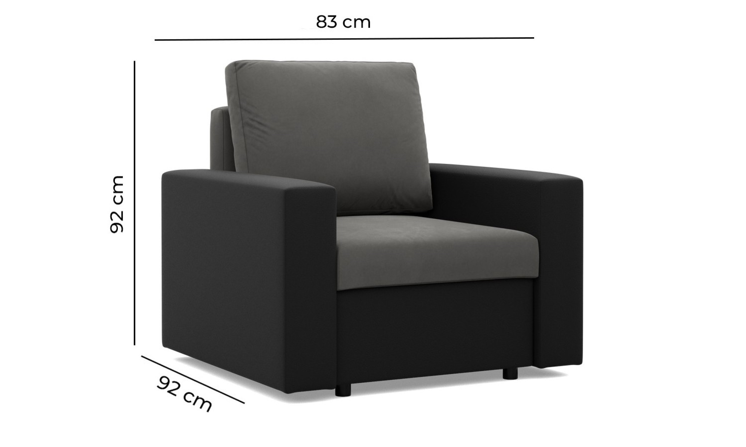 Křeslo LUNA šedé / černé