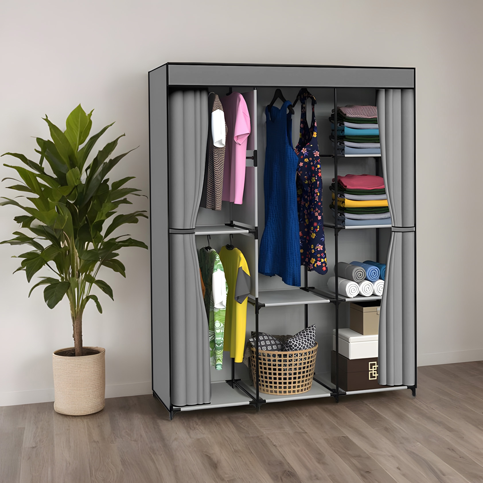 Šatní skříň CELINA antracitová / černá