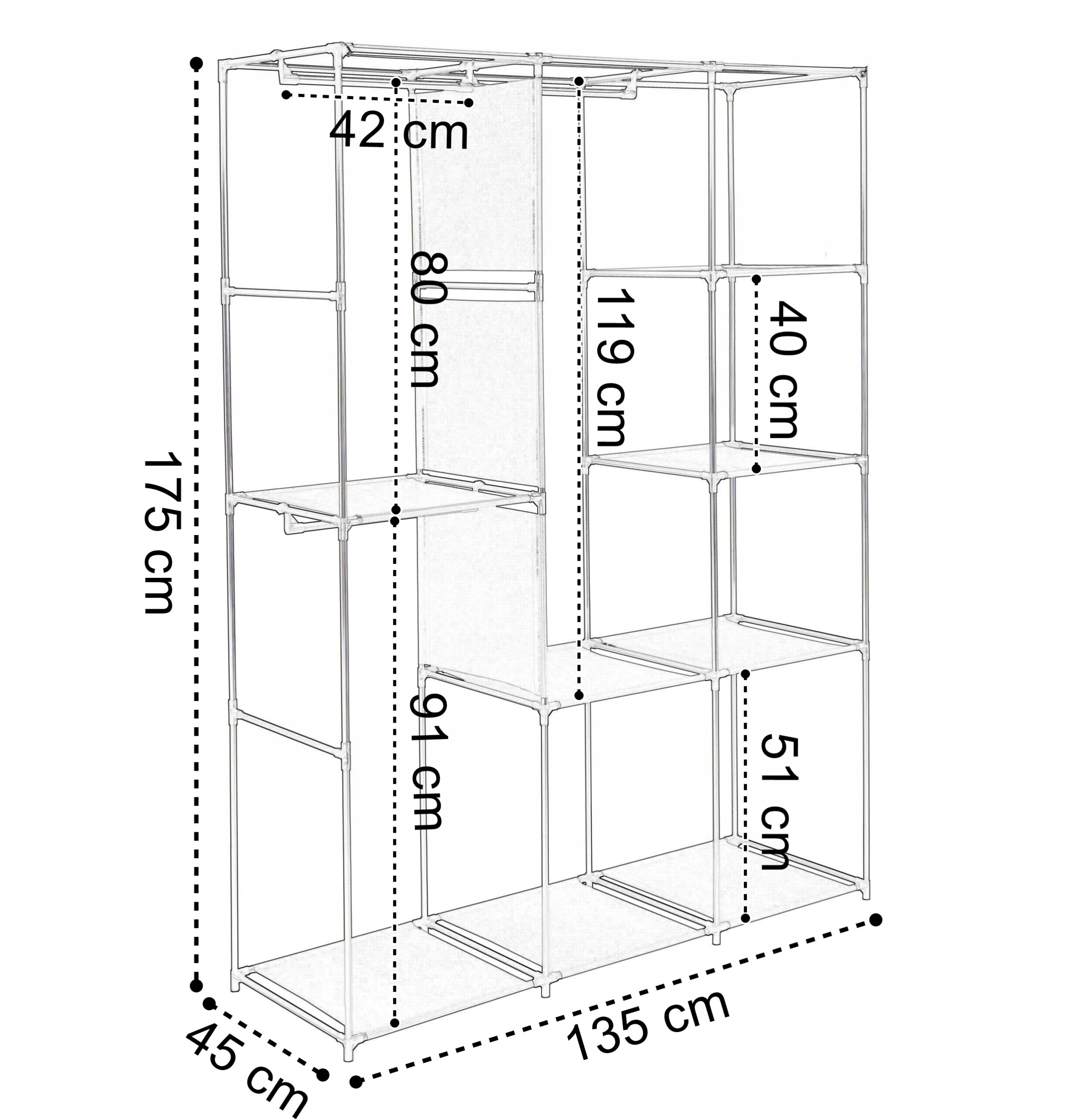 Šatní skříň CELINA šedá / černá