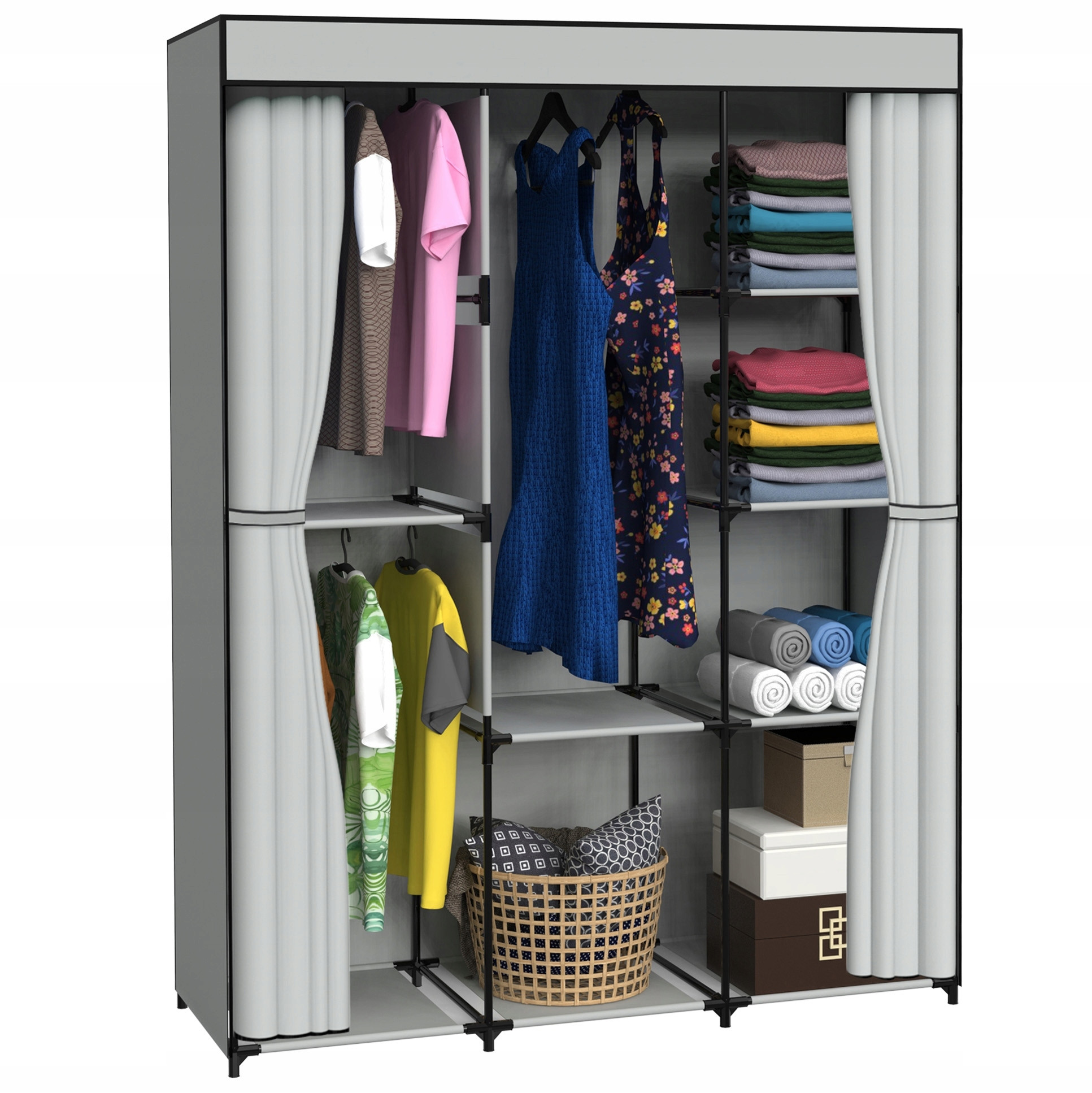 Šatní skříň CELINA šedá / černá