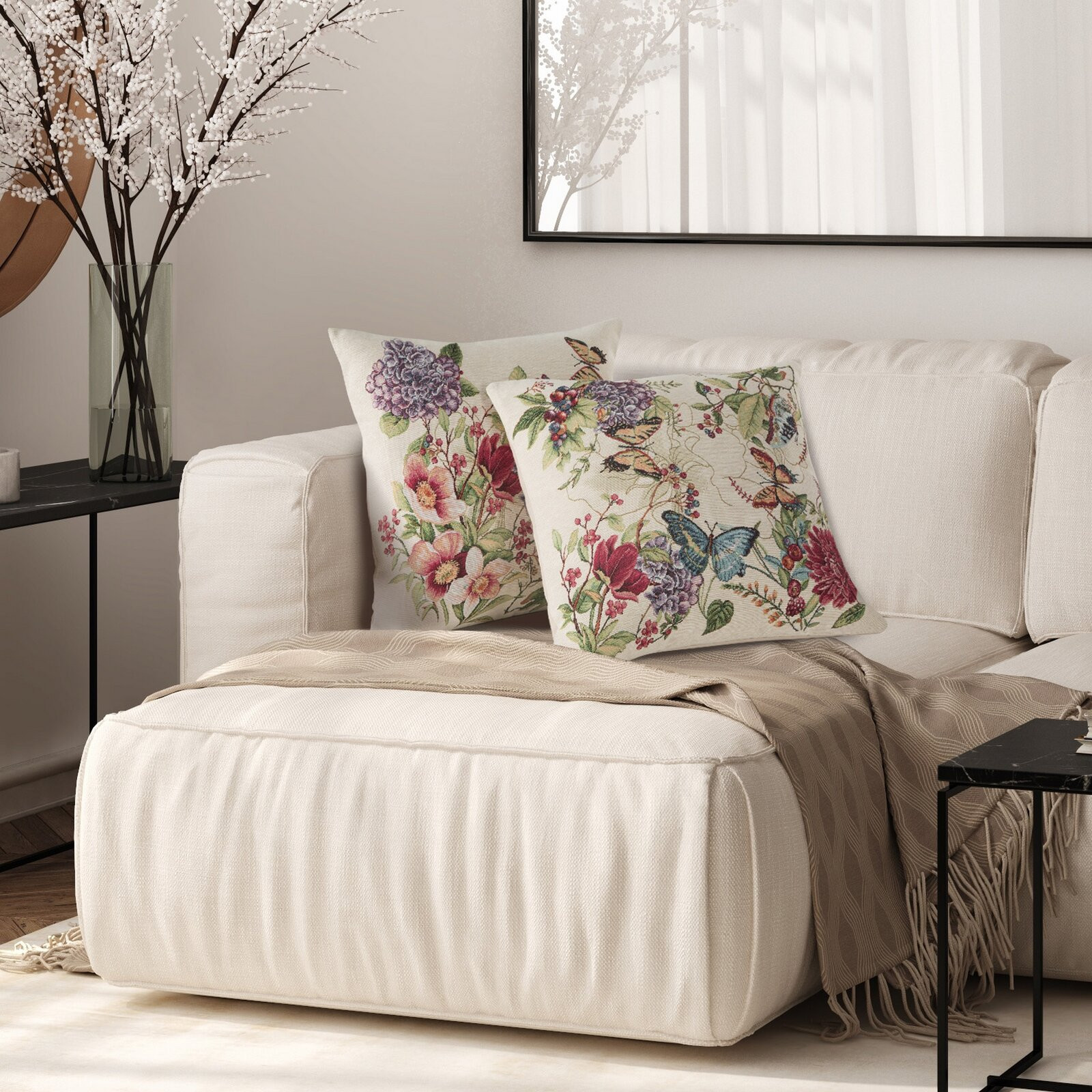 Povlak na polštář SPRING 3 naturální / červený