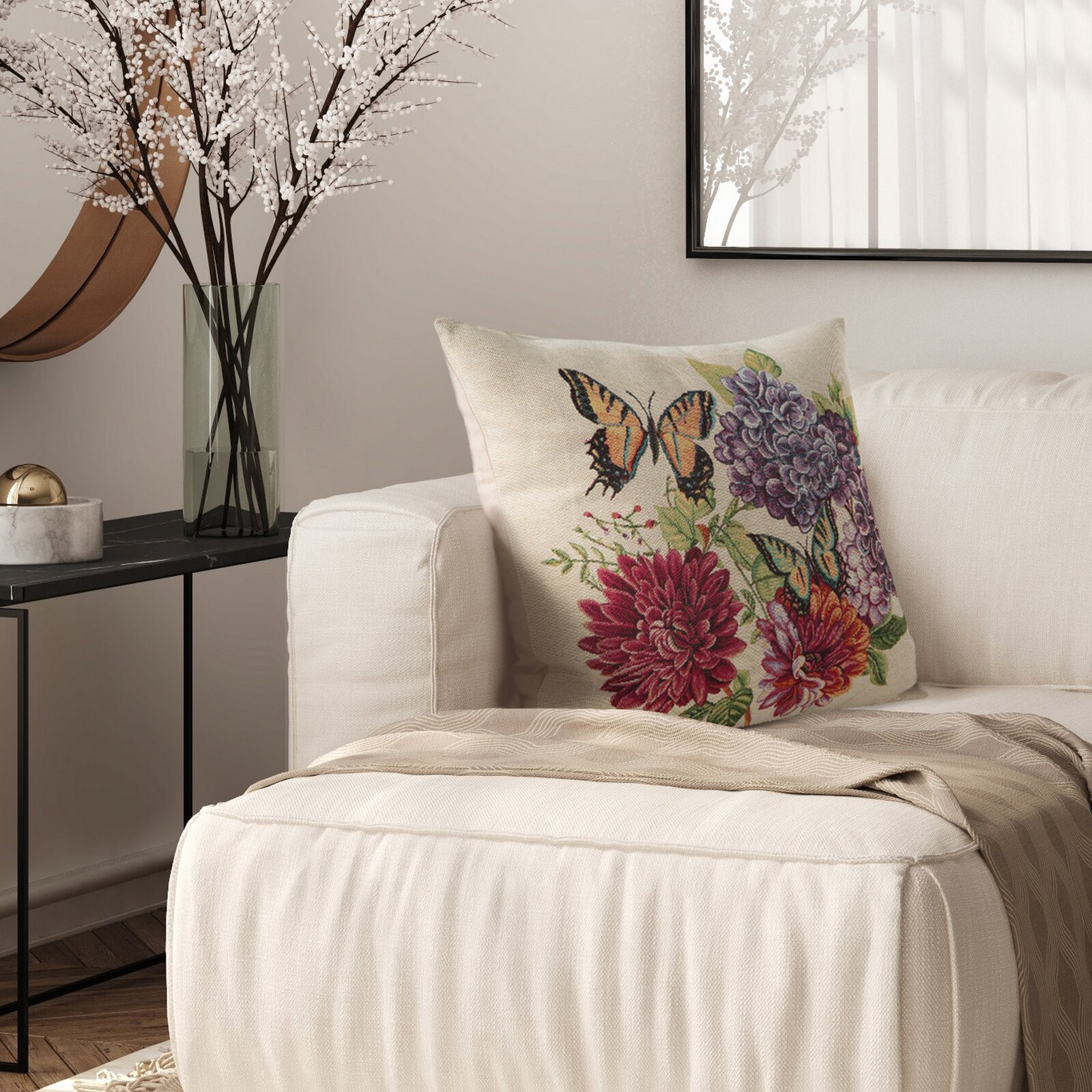 Povlak na polštář SPRING 3 naturální / červený