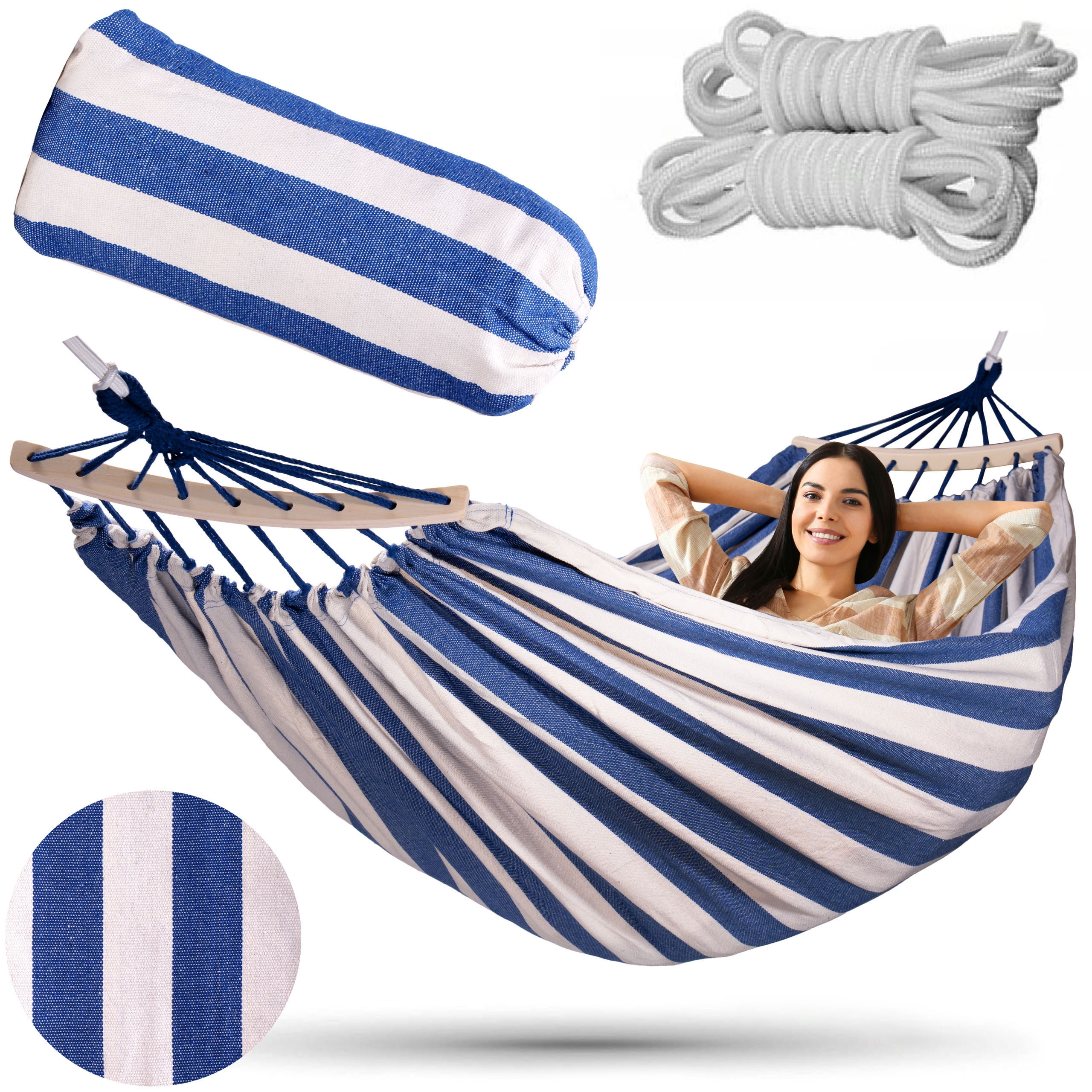 Dvoumístná houpací síť EDEN MARINE 150x260 cm s pruhy