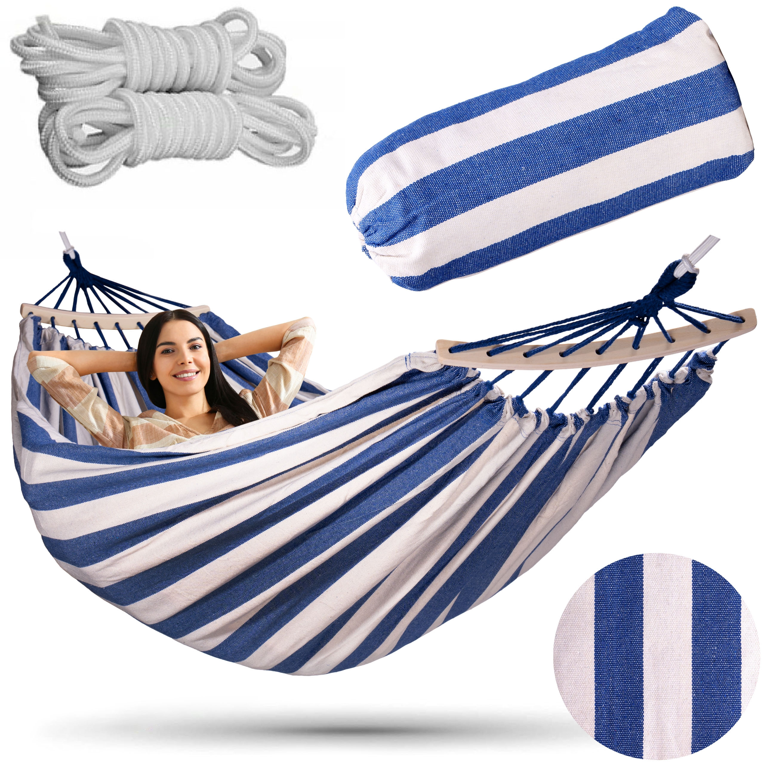 Dvoumístná houpací síť EDEN MARINE 150x260 cm s pruhy