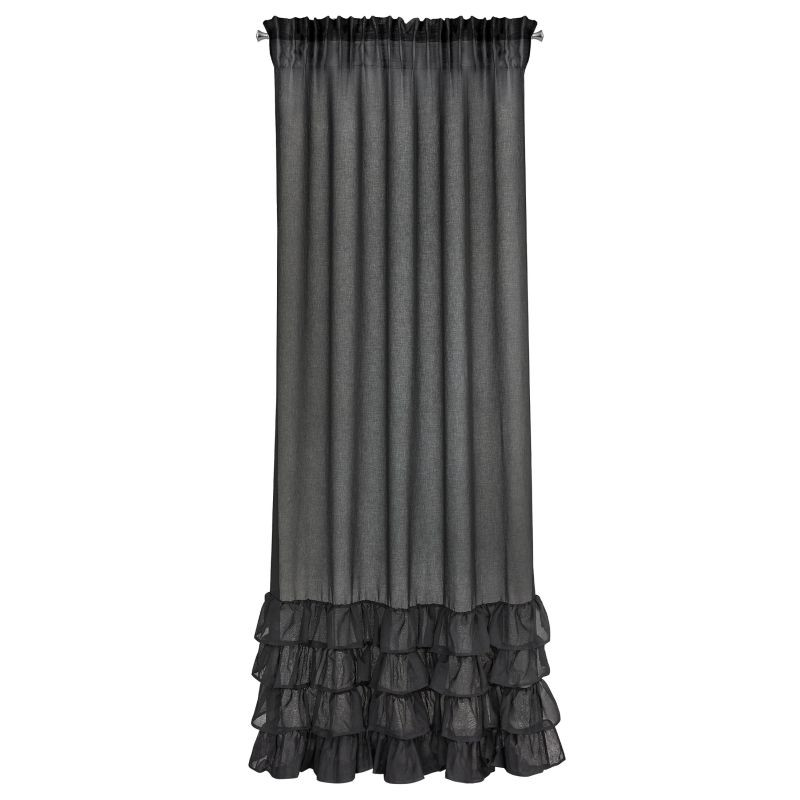 Hotová záclona DOLLY černý - s tunelem