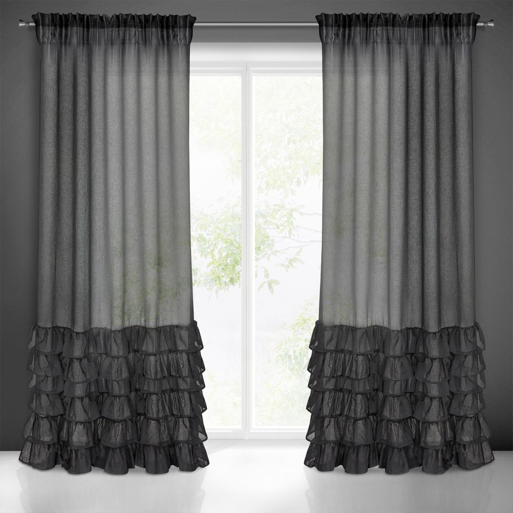 Hotová záclona DOLLY černý - s tunelem