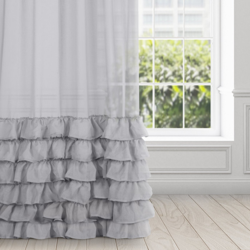 Hotová záclona DOLLY ocelová - s tunelem