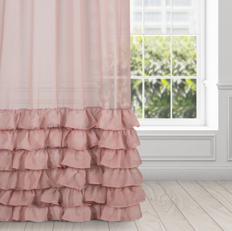 Hotová záclona DOLLY pudrová - s tunelem