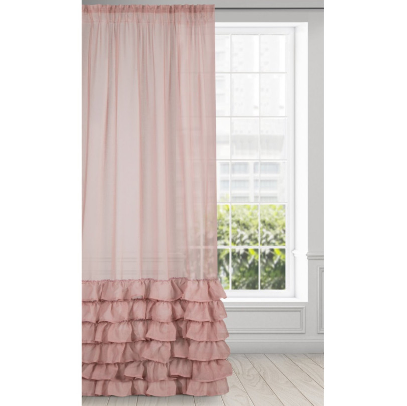Hotová záclona DOLLY pudrová - s tunelem
