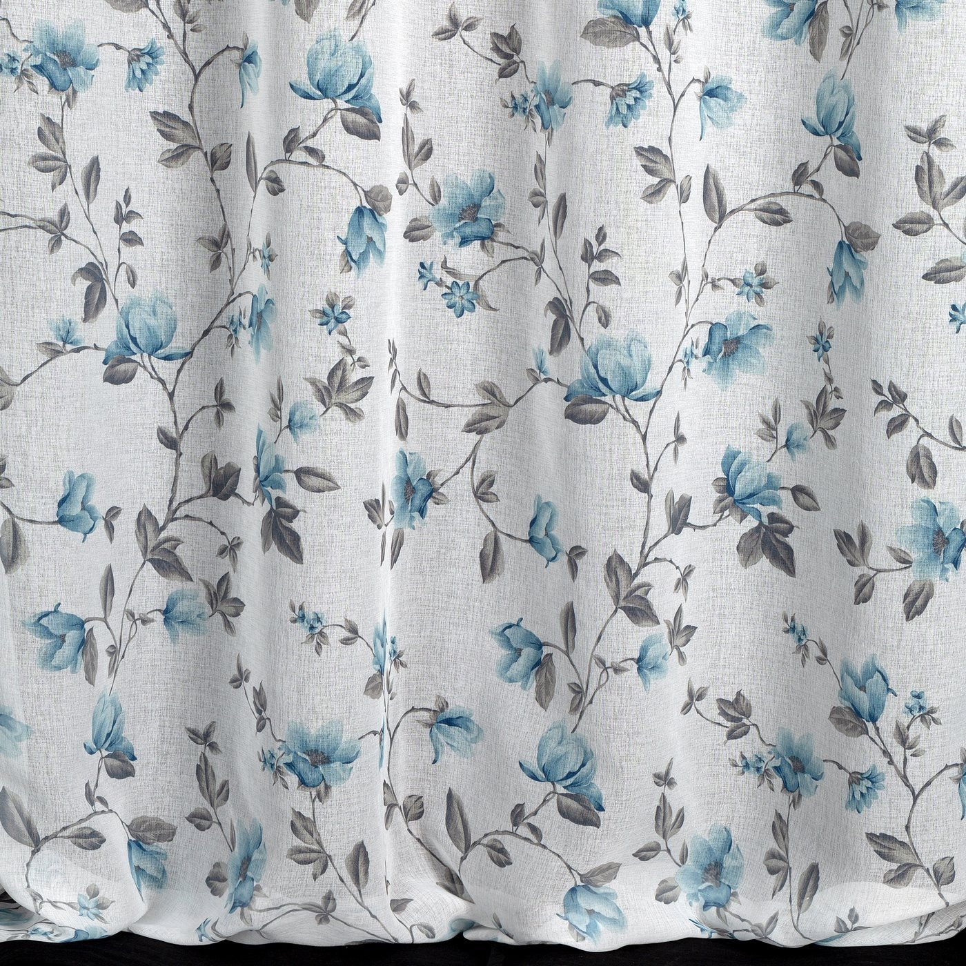 Hotová záclona JENNY bílá / modrá - na průchodkách