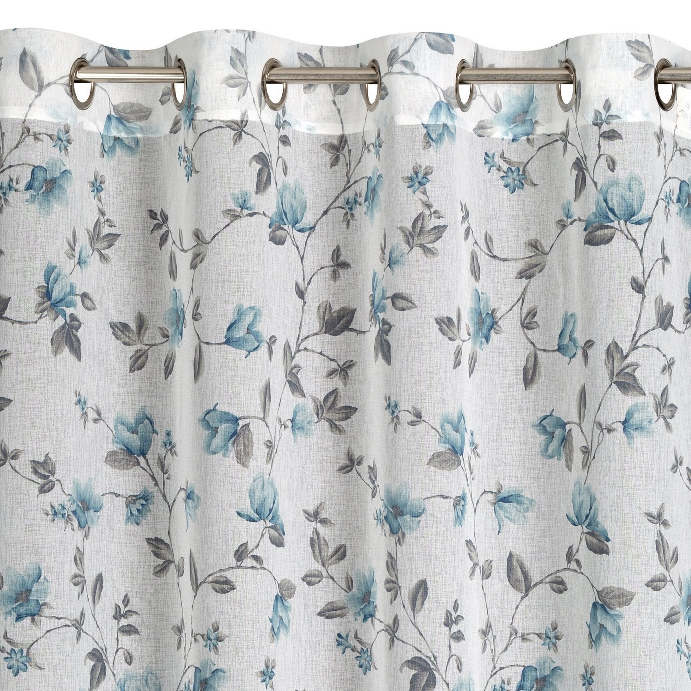 Hotová záclona JENNY bílá / modrá - na průchodkách