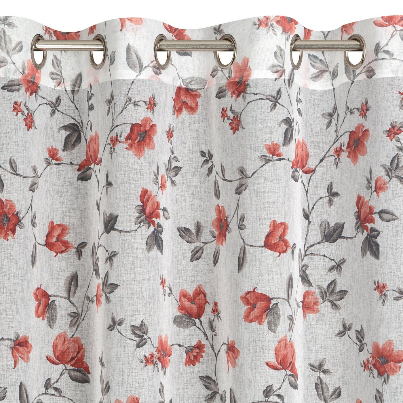 Hotová záclona JENNY bílá / cihlová - na průchodkách