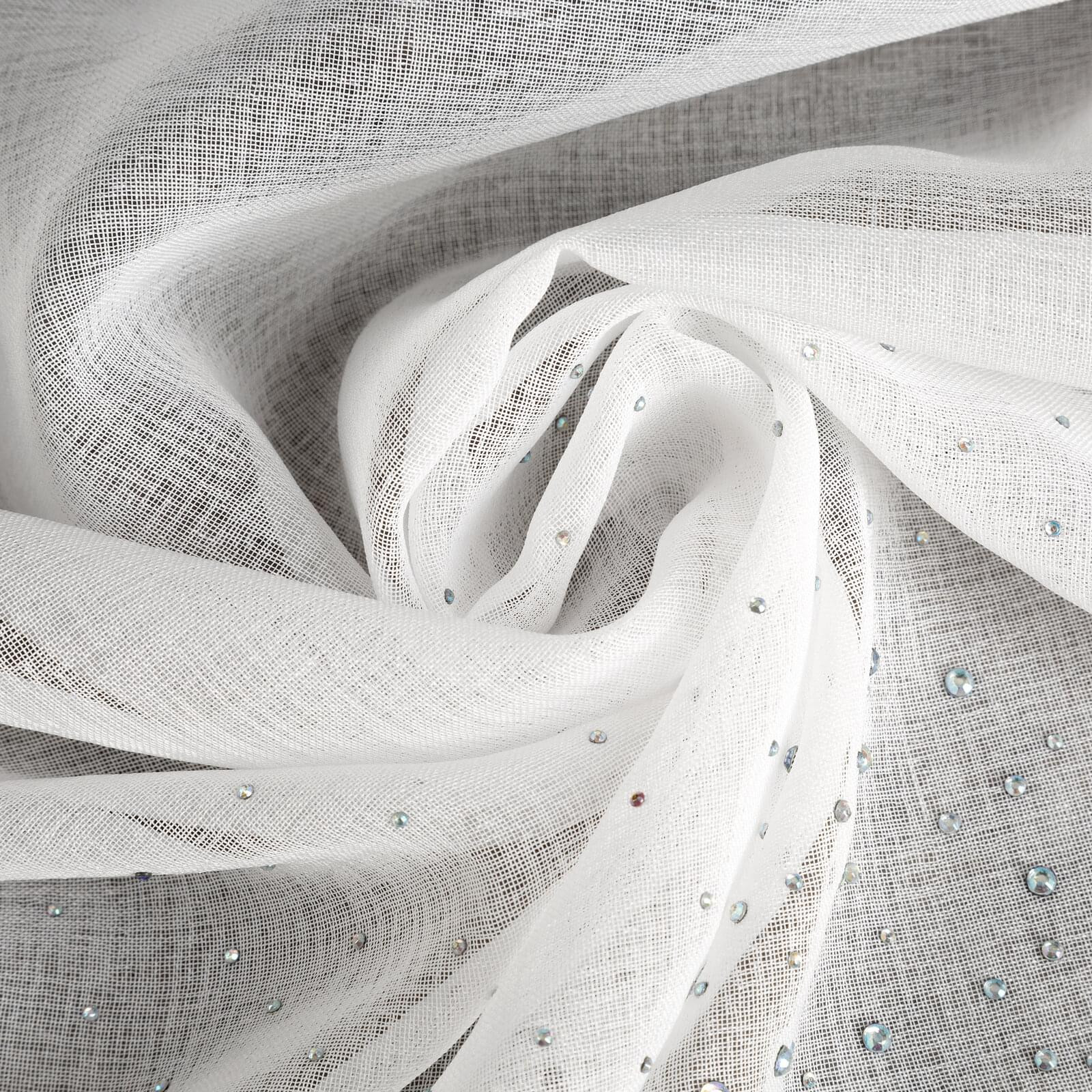 Hotová záclona MOLLY s kamínky bílá - na průchodkách