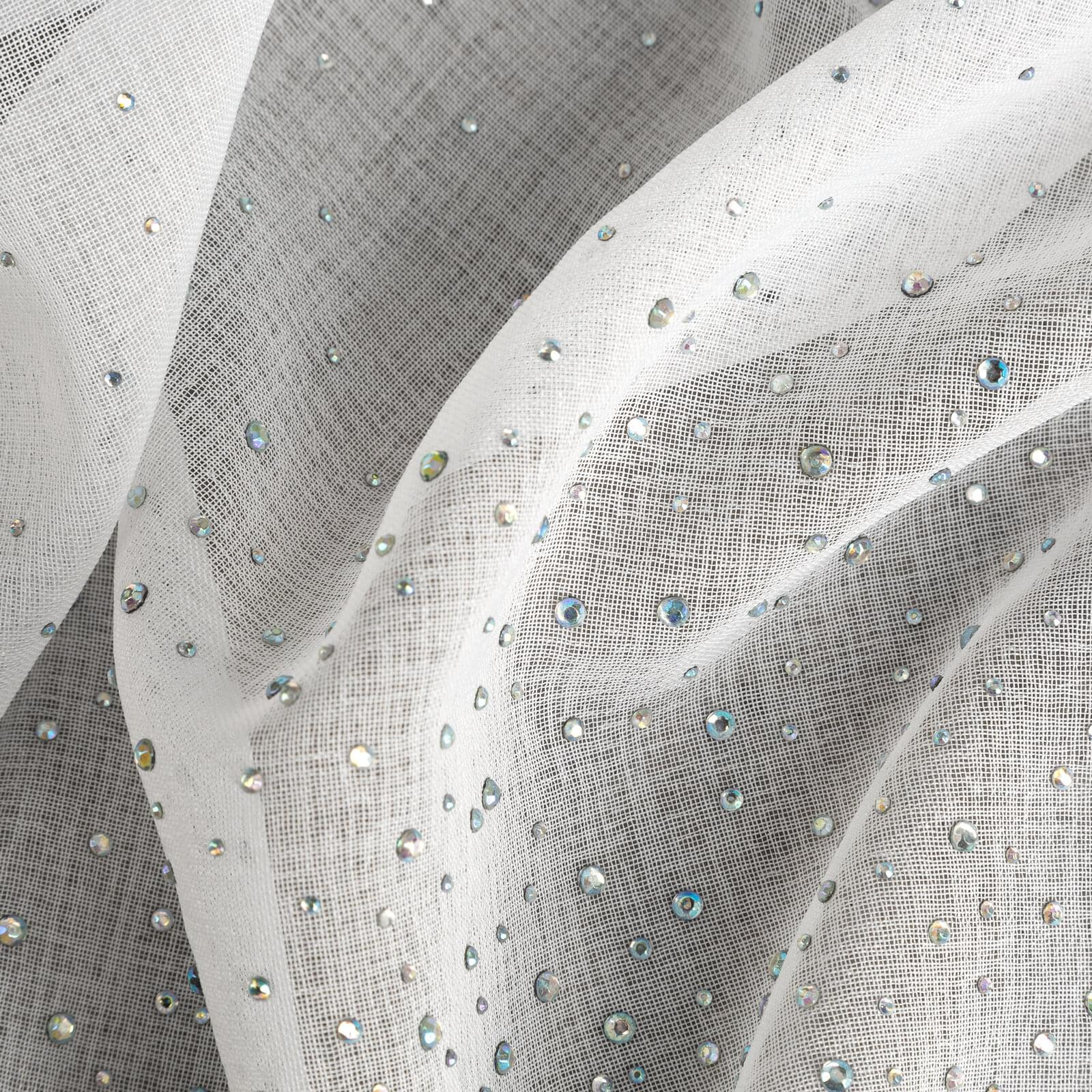 Hotová záclona MOLLY s kamínky bílá - na průchodkách