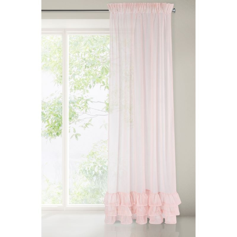 Hotová záclona RÁJE růžová - s tunelem