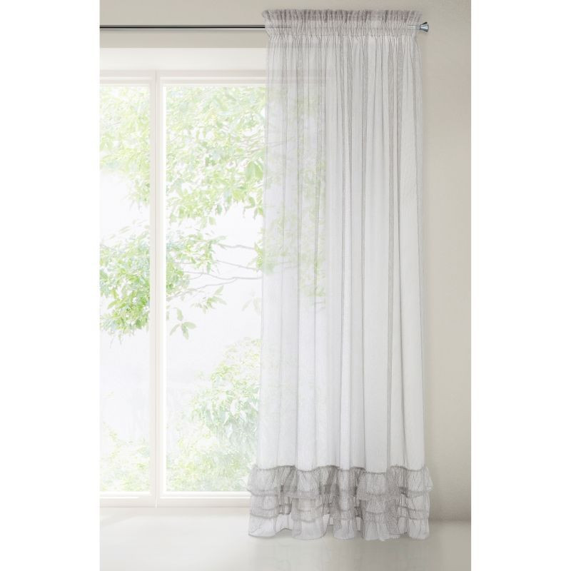 Hotová záclona RAJA stříbrná - s tunelem