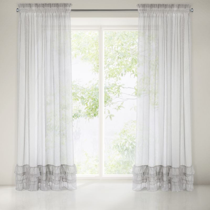 Hotová záclona RAJA stříbrná - s tunelem