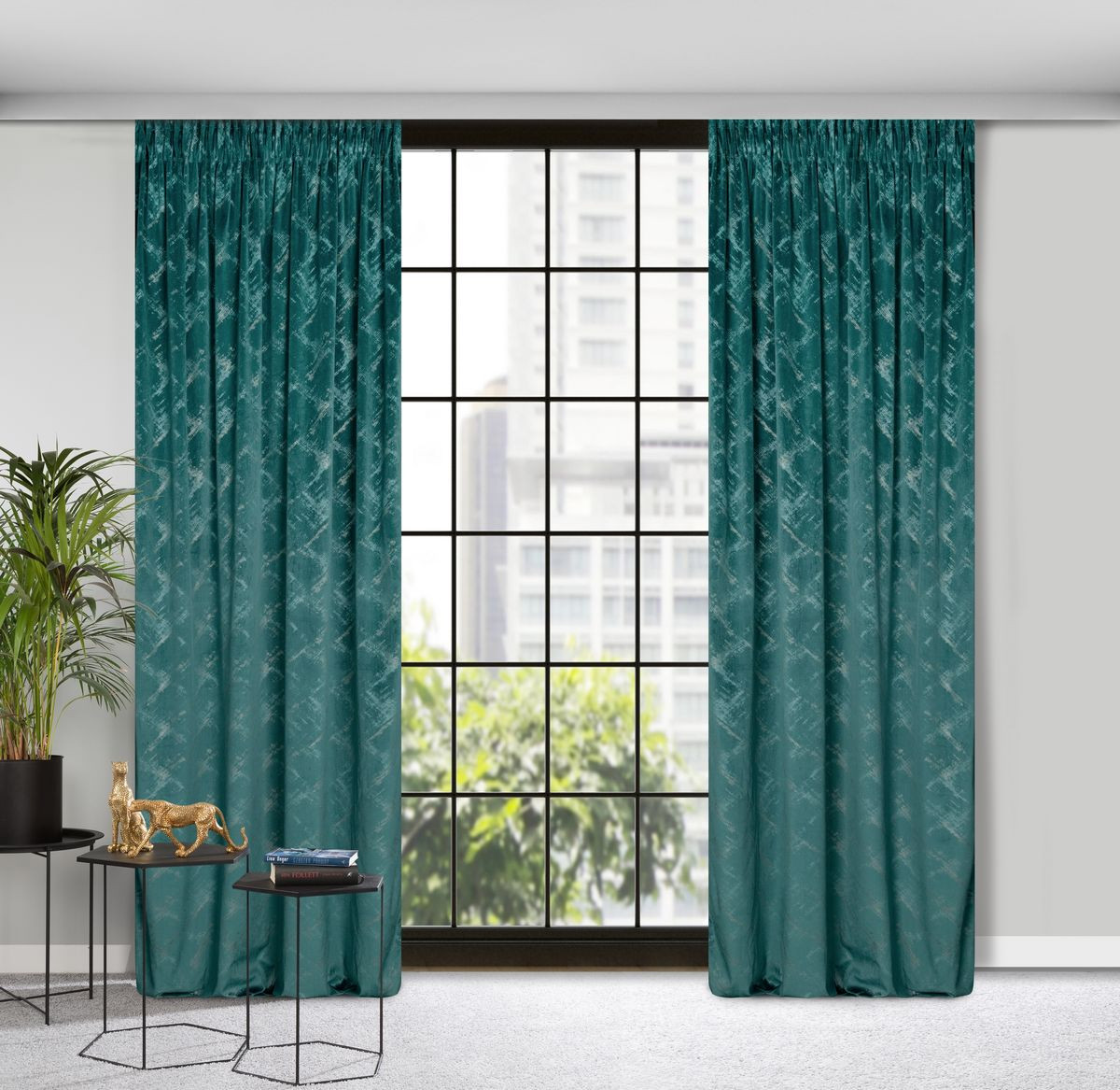 Hotový závěs ADRIA tyrkysový - na pásce