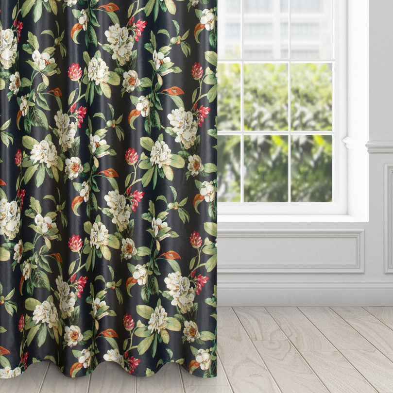 Hotový závěs ALEA černo-olivový - na průchodkách