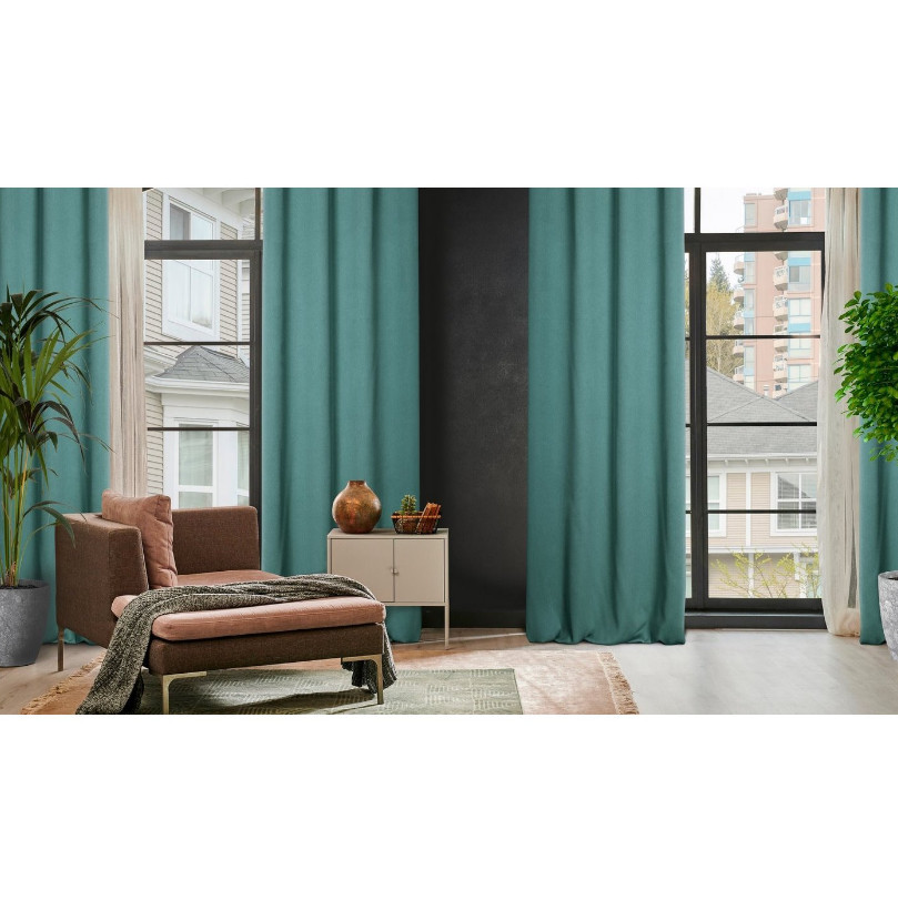 Hotový závěs AMARO tmavě tyrkysový - na průchodkách