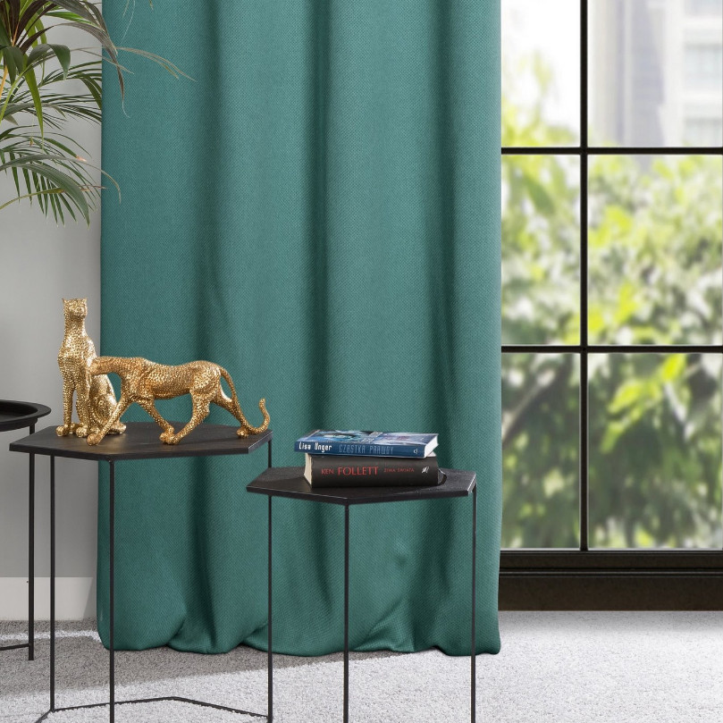 Hotový závěs AMARO tmavě tyrkysový - na průchodkách