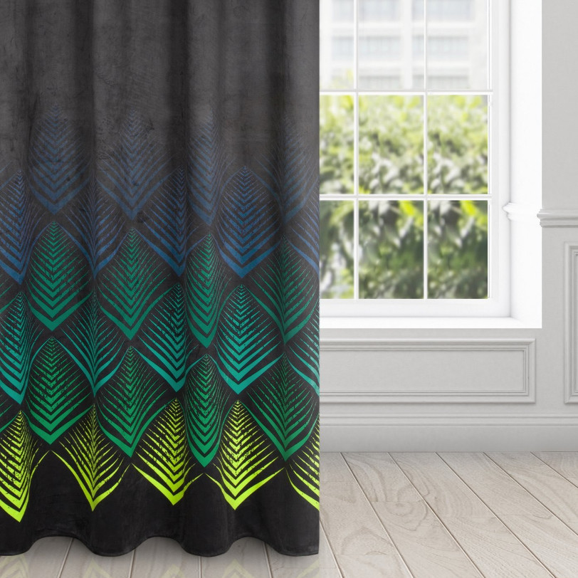 Hotový závěs ANGELINA tyrkysový - na průchodkách