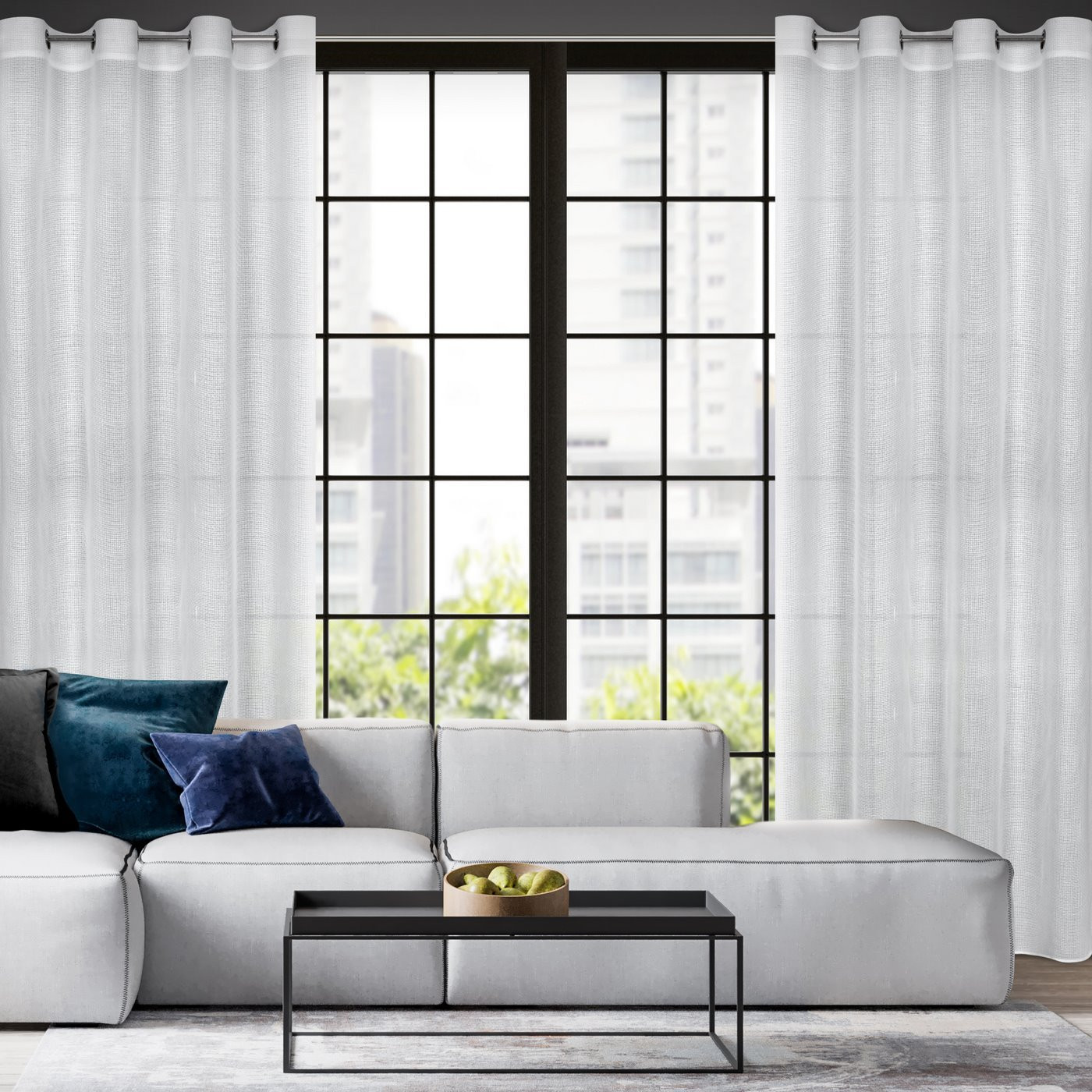 Hotový závěs CINDY bílý - na průchodkách