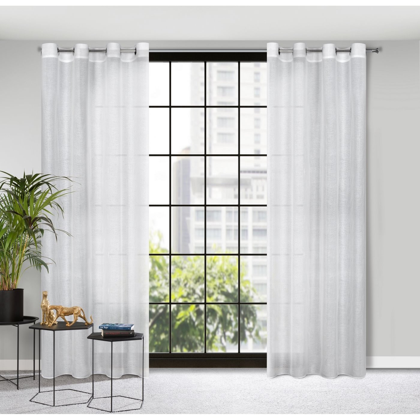 Hotový závěs CINDY bílý - na průchodkách