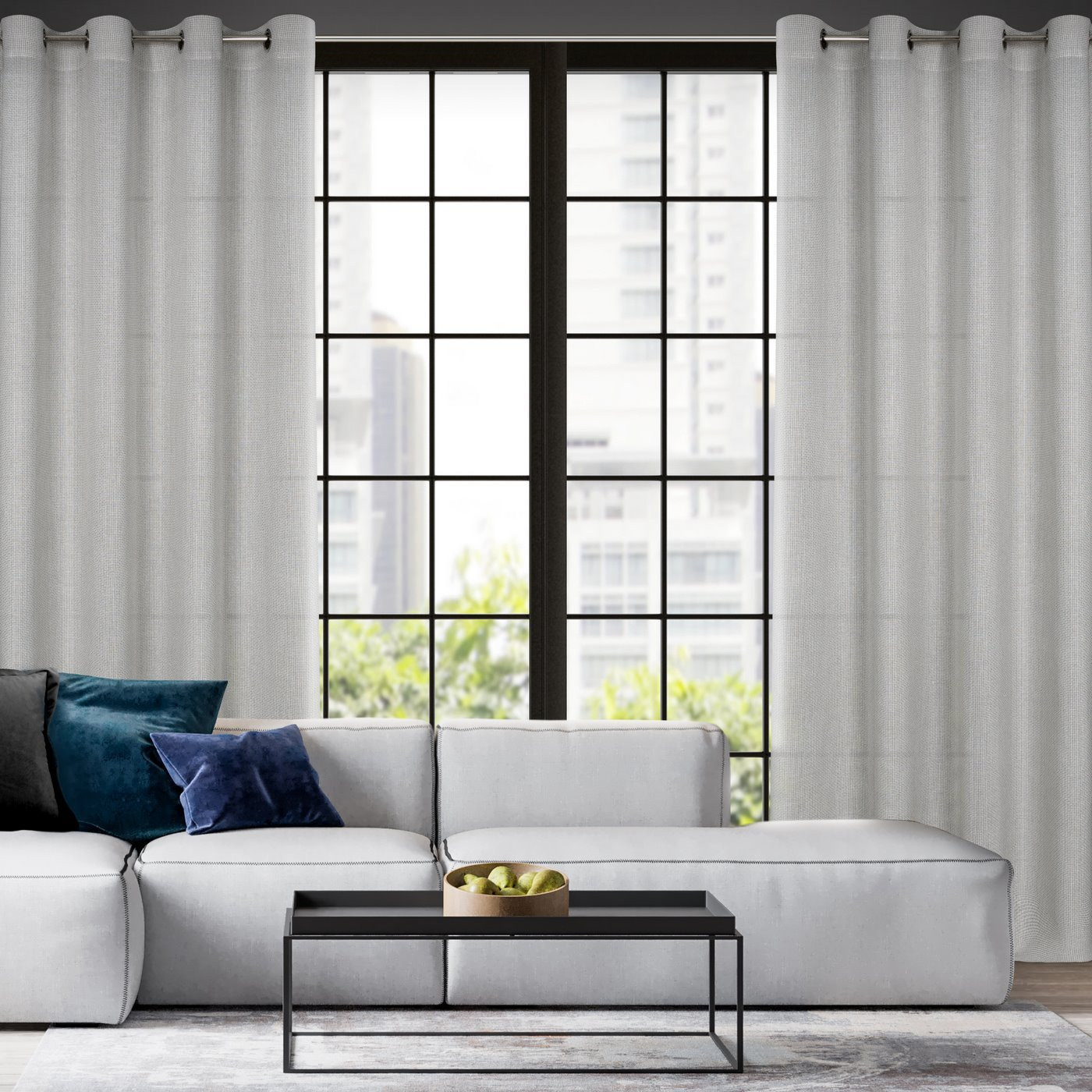 Hotový závěs CINDY stříbrný - na průchodkách