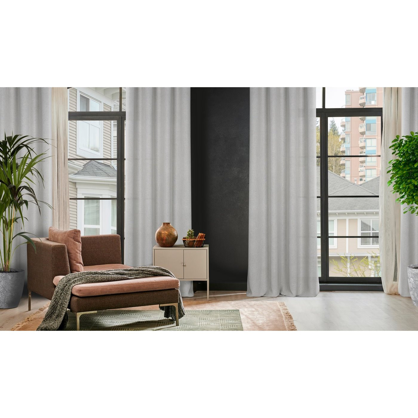 Hotový závěs CINDY stříbrný - na průchodkách