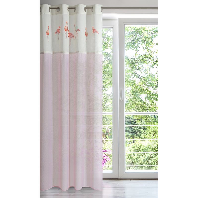 Hotový závěs FLAMINGO růžový - na průchodkách