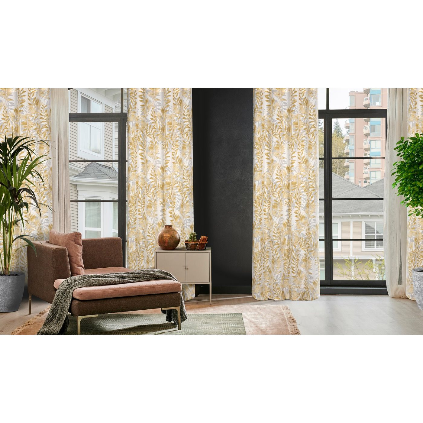 Hotový závěs HARIET hořčicový - na průchodkách