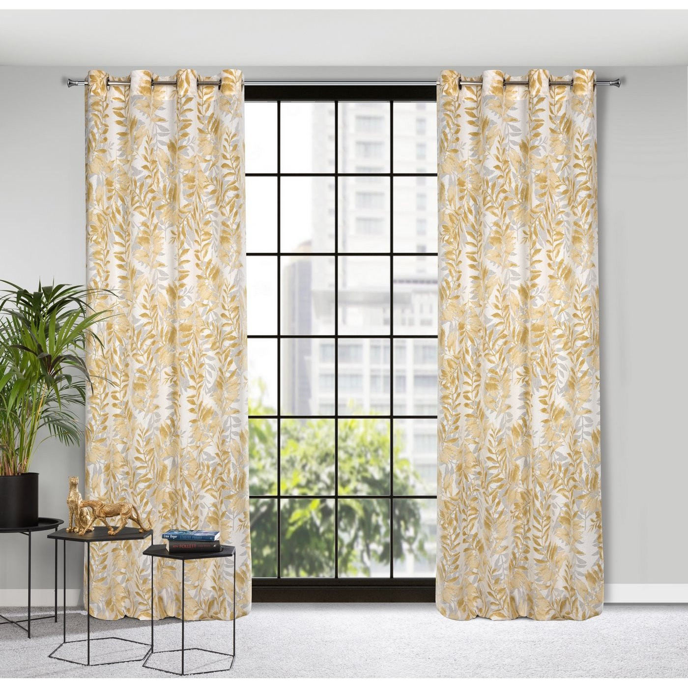 Hotový závěs HARIET hořčicový - na průchodkách