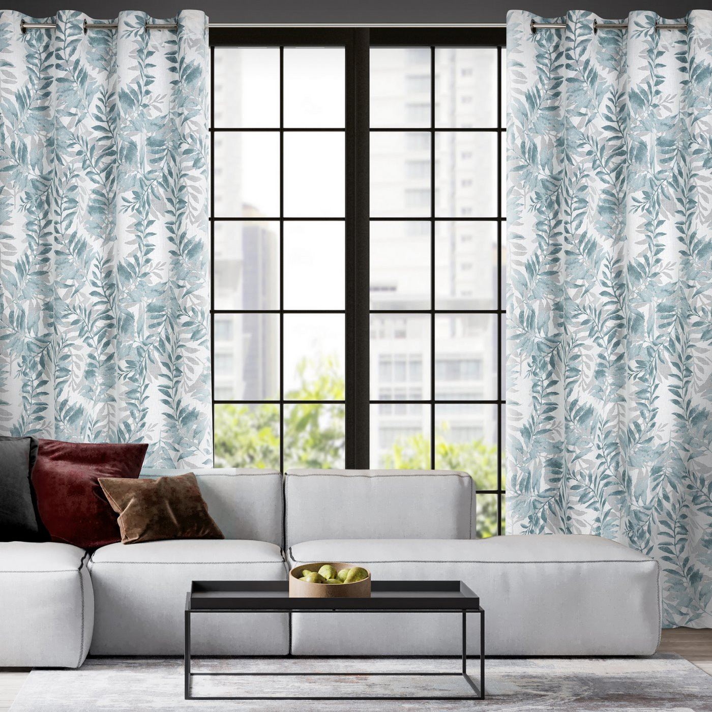 Hotový závěs HARIET modrý - na průchodkách